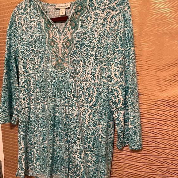 COLDWATER CREEK~TEAL BLOUSE~8-10 - Picture 5 of 5
